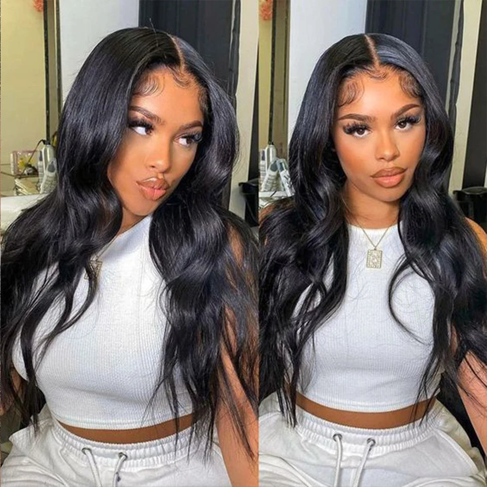 Body Wave Lace Frontal Wig Glue less Pre-plucked Lace Wigs Transparent Lace Front Human Hair Wigs For Women Brazilian Remy