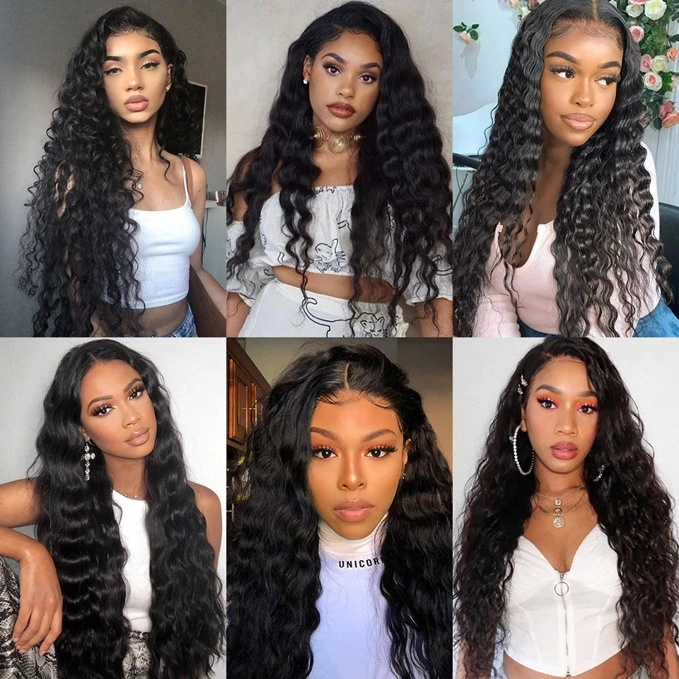 Loose Deep Wave Lace Frontal Wig HD Lace Wig 13x6 Human Hair Black Brazilian 32, 30 Inch Lace Front Human Hair Wigs On Promotion