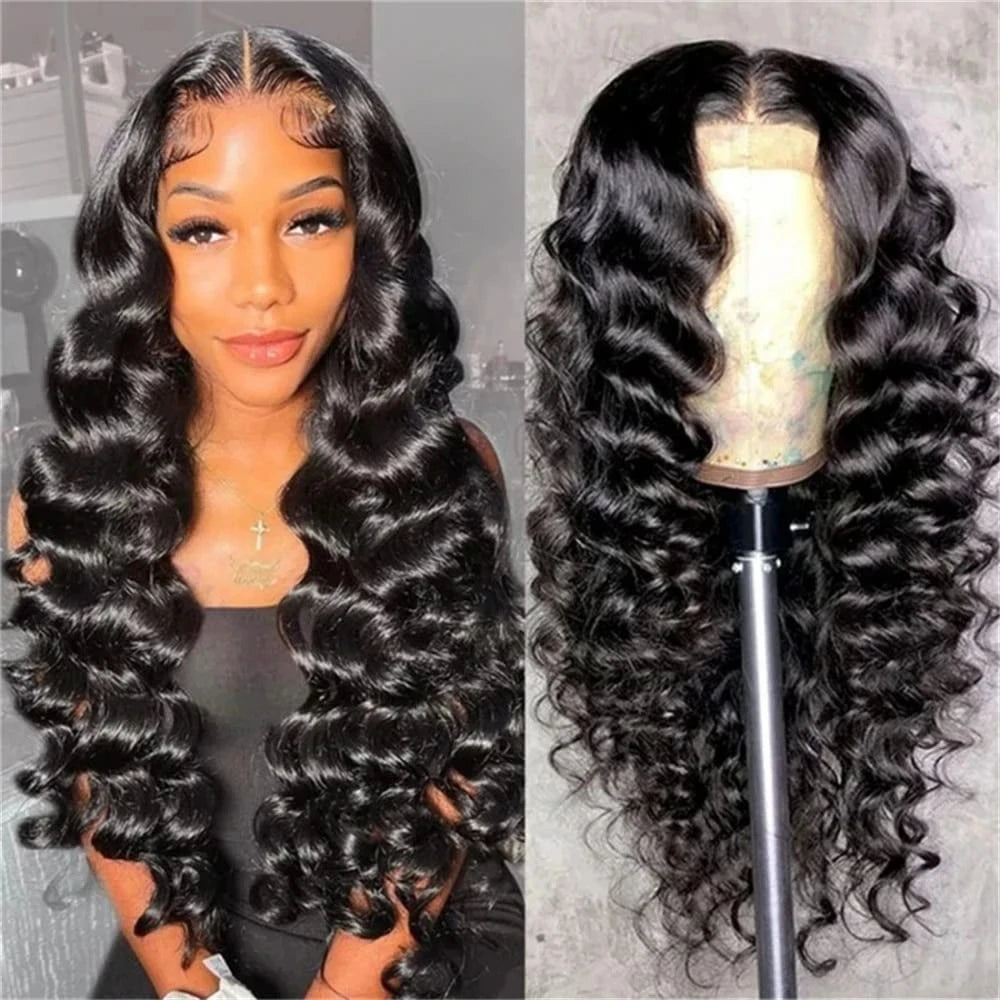 Loose Deep Wave Lace Frontal Wig HD Lace Wig 13x6 Human Hair Black Brazilian 32, 30 Inch Lace Front Human Hair Wigs On Promotion