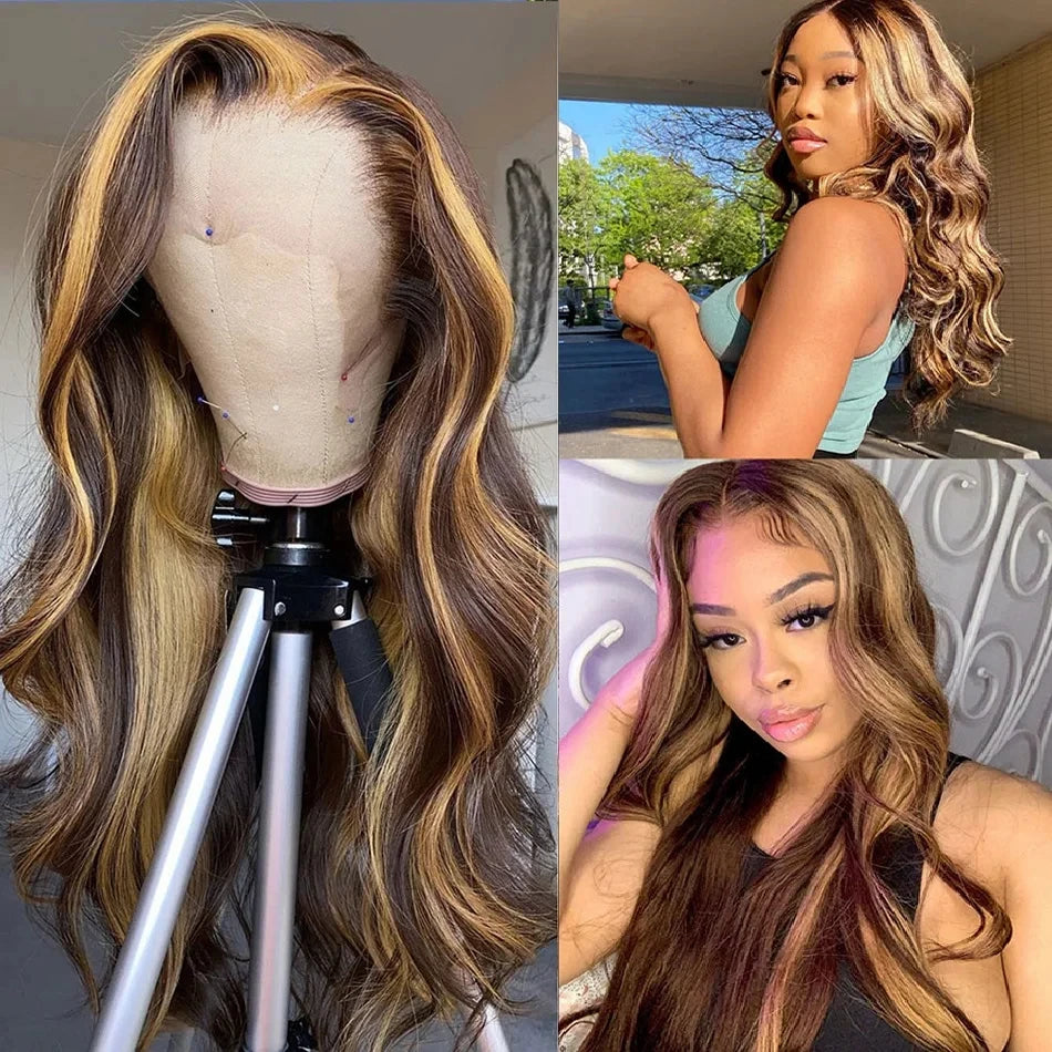 Honey Blonde Highlight Lace Front Wig